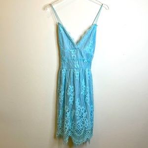 Aooksmery blue lace lace-up dress summer size L 🌵